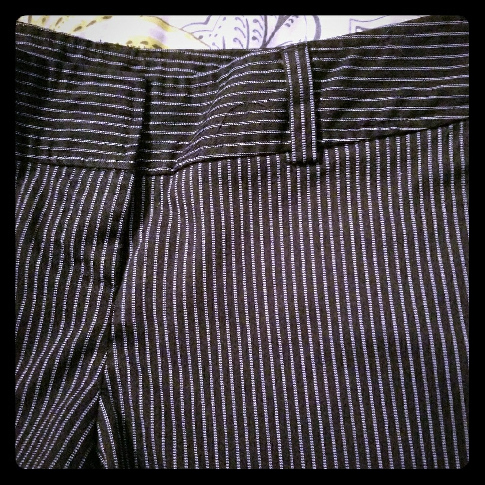 Black with white pinstriping dress pants